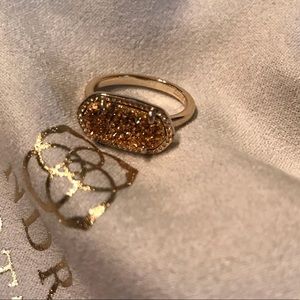Kendra Scott Ella Gold ring w gold drusy sz. 8